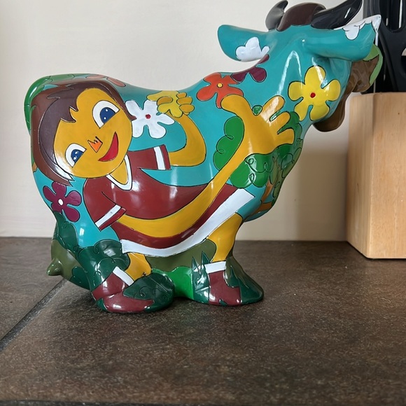 Decorative Wooden Colorful Cow - Picture 3 of 6